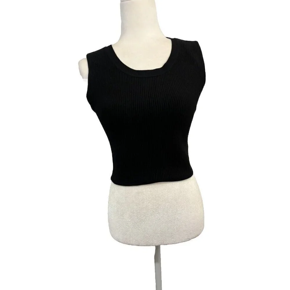 House Of Harlow1960 Ribbed Cropped Blouse Sleeveless Thick Material size Medium